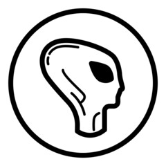 Fiction Alien Head Flat Icon Isolated On White Background