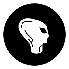 Fiction Alien Head Flat Icon Isolated On White Background