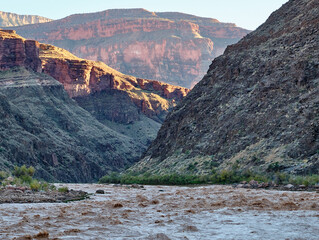 Dubendorf Rapid in the Grand Canyon National Park, Arizona. This is the view from Stone Creek Camp (Mile 132) , looking upstream.