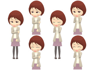 [Shy A] Woman cardigan bob haircut front