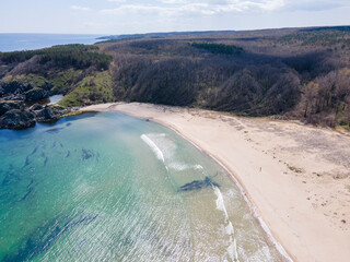 Aerial view of Silistar beach near village of Rezovo, Bulgaria
