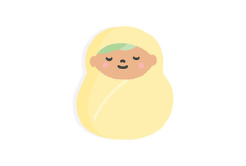 おくるみに包まれて眠っている笑顔の赤ちゃん - ひとり・黄色