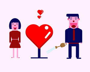 man and women in love in vector editable illustration
