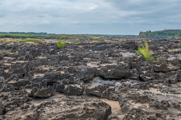 Colorful rocks and strange shaped rocks in the Mekong River