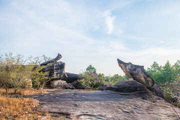 Strange rock formations at Phu Pha Thoep National Park, Thailand