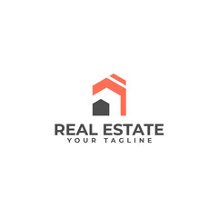 Modern flat simple REAL ESTATE home logo design