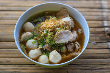 Noodles with pork with soup in Thai style.