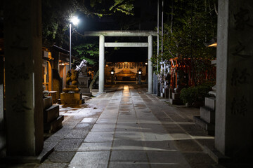 Fototapeta na wymiar EOSR6.広島市内、夜の神社。