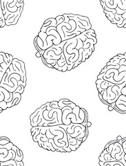 Vector seamless pattern of hand drawn sketch doodle brains isolated on white background