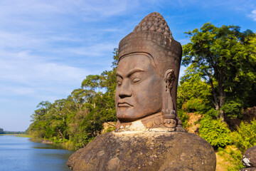 Statues at the entrance of Angkor Thom, Cambodia