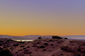 Mojave Desert Landscape Located in Southern California During Sunset