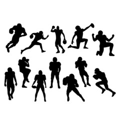 silhouette people playing football sports different position illustration design