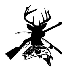silhouette hunting element deer fish animals illustration design