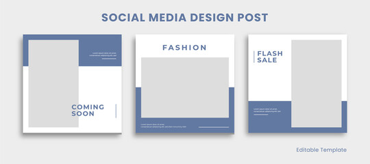 Set of 3 Editable Template Social Media Instagram Design Post with Modern n Minimalist Style. Suitable for Post, Presentation, Promotion Product, Fashion, Ads, Advertising, Background, Page