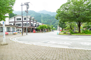 Naklejka premium In front of Toyama Prefectural Yama Station in Japan