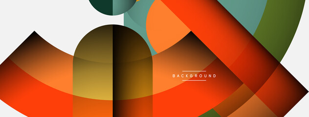 Geometric abstract background. Round shapes, circles, lines composition for wallpaper banner background or landing page