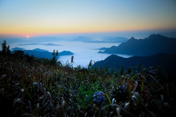 beautiful sun rise at phu chi fa chiang rai northern of thailand