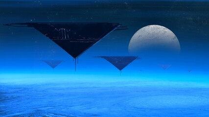 Futuristic science fiction space art. Digital artwork. Fantasy scenery. © Jakub
