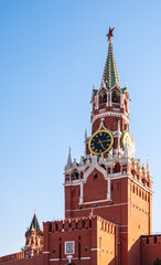 Fototapeta na wymiar Spasskaya Tower of Moscow Kremlin on Red Square, Russia