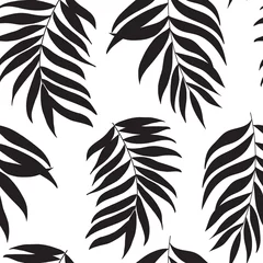Behang bladsilhouetontwerp - naadloos vectorherhalingspatroon - Kleuren zijn uitwisselbaar, gebruik het voor omhulsels, stoffen, verpakkingen en andere print- en ontwerpprojecten © Joji