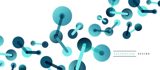 Abstract background. Round dots connected by lines. Trendy techno business template for wallpaper, banner, background or landing