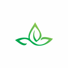 green nature leaf lotus shape logo design