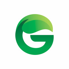 initial g letter nature green leaf logo design