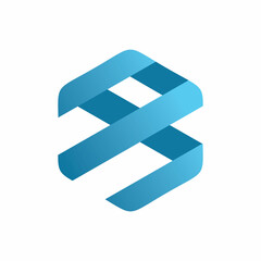 initial b letter blue color hexagon color line logo design
