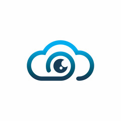 Fototapeta premium blue cloud eye lens color line logo design