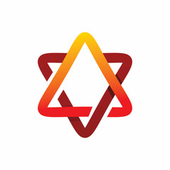 red star color line logo design