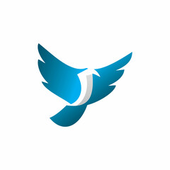 blue flying bird logo deisgn