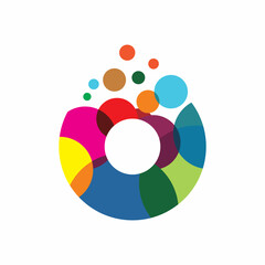 circle initial o letter full color pixel bubble logo design