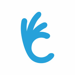 blue color good ok hand logo design