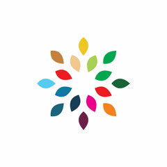 full color leaf star logo design