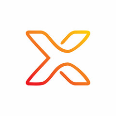 initial x letter color line logo design