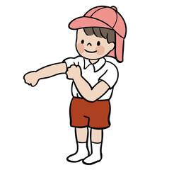体操着に着替える子ども
