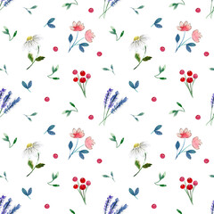Watercolor seamless pattern, fabric design, wallpaper, wrapping paper, background