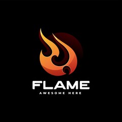 Vector Logo Illustration Flame Gradient Colorful Style.
