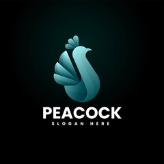 Vector Logo Illustration Peacock Gradient Colorful Style.