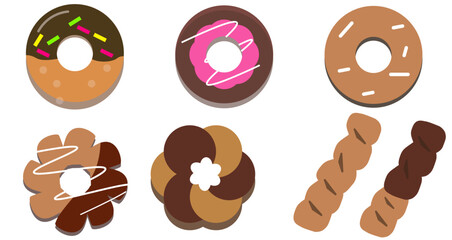 Donuts icons set, Vector illustration