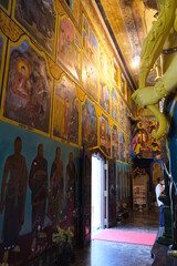 Wall paintings and statues at the Gangaramaya temple in Colombo