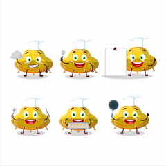 Cartoon character of UFO yellow gummy candy with various chef emoticons