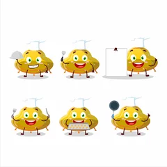Fotobehang Cartoon character of UFO yellow gummy candy with various chef emoticons © kongvector