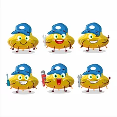Fotobehang mechanic UFO yellow gummy candy cute mascot character with pliers © kongvector