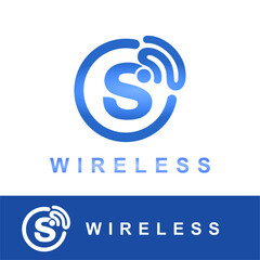 Modern Flat Initial s Letter with Signal Wireless Symbol for Information, Technology, Internet Connection, Wi-Fi, Network Service Company Logo Idea