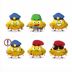 Fotobehang A dedicated Police officer of UFO yellow gummy candy mascot design style © kongvector