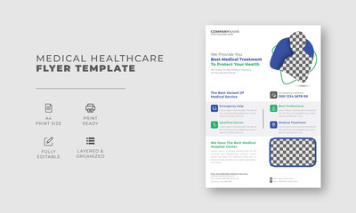 Obraz premium Medical healthcare medicine treatment flyer poster leaflet design