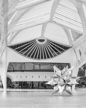 Rio de Janeiro, Brazil - February, 2018: Exterior of the Museum of Tomorrow, at Pra&ccedil;a Mau&aacute;, in the port area of Rio.