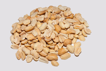 Nuts and snacks, a snack for beer on a white solid background.