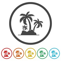 Palm trees icon isolated on white background, color set